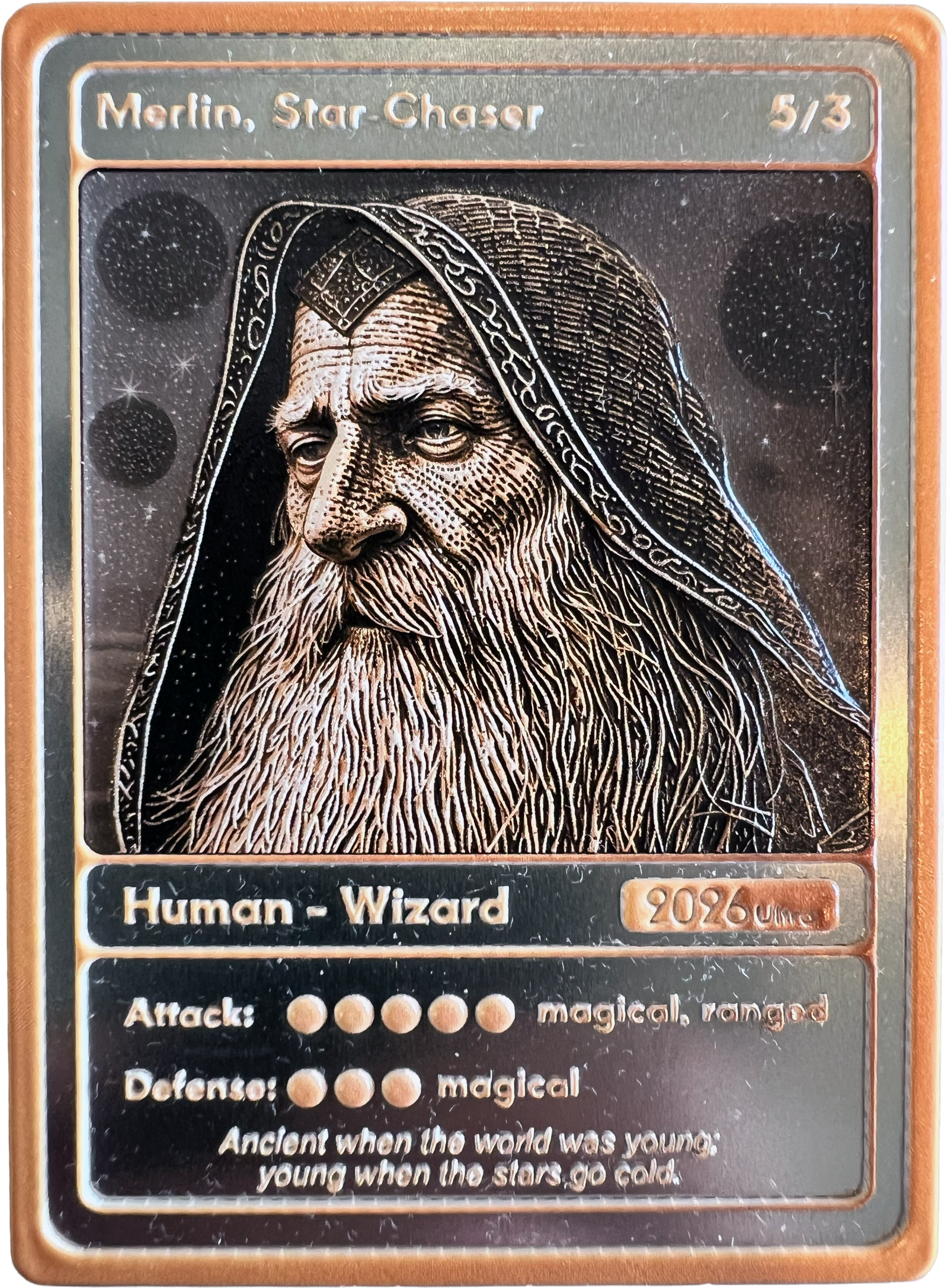 Merlin Star-Chaser black stainless steel fantasy trading card